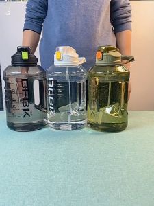 BEBK 2.3L 3.8L Large Capacity Fitness Plastic Water Bottle With Straw For Outdoor Sports Men And Women High Value