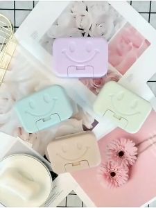 Soap Box with Lid Smiling Face Soap Box Dish Waterproof Travel Portable Plastic Case Seal Soap Holder