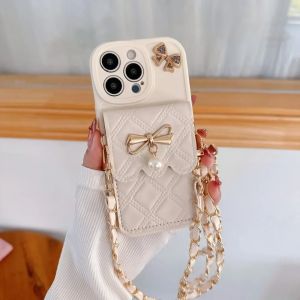 szhaiyu | 3D Bowknot Crossbody Wallet Phone Case For iPhone 16 15 14 Plus 13 12 11 XS XR X 7 8 Pro Max Plus SE with Card Holder Lanyard