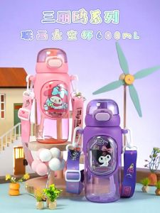 ขวดน้ำพกพา 2in1 (600ml) วัสดุ Tritan พร้อมส่ง กระติกน้ำเด็ก ลายการ์ตูน ซานริโอ้ ทอยสตอรี่ Sanrio Kuromi