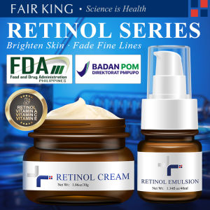 FAIR KING [BPOM] 2PCS Retinol Cream+Lotion Anti penuaan Peremajaan Kulit Sangat Mengaktifkan Pemutih Kolagen Mengurangi Keriput Memudar Bintik-bintik Bintik-bintik Gelap