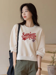 ZUOPIN | Cotton Short Sleeve T-Shirt 7/8 Length Sleeves Unique Womens Top