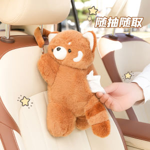 Cute Plush Car Tissue Box Panda Design Armrest Organizer Womens Style Doll Toy Gift Bear Female Car Accessories Storage