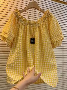 Áo Sơ Mi Nữ Tay Ngắn Dáng Rộng Mùa Hè Cổ Chữ a Kẻ Caro Phong Cách Hàn Quốc Thường Ngày Thường Ngày