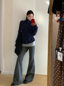 High Waist Flared Pants Womens Slim Fit Casual Patchwork Micro Flare Trousers Long Leggings Korean Style Commute Pants