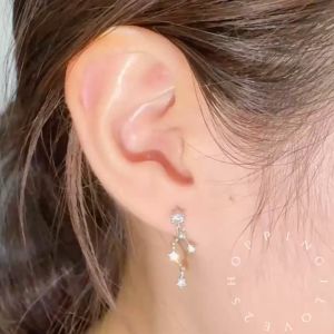 EG7 Korean new stainless steel helix zircon earrings fine needle ear bone nails exaggerated creative 不锈钢锆石耳钉