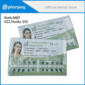 PIORPOY 1Pack Mini Dental Orthodontic Brackets Monoblock Roth/MBT Standard 0.022 Hooks 345 Teeth Braces Dental Metal Bracket
