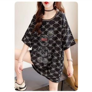 ●ECLAIRE● 003 Tshirt Kaos Lengan Pendek Shortsleeves Mote Beaded Ribbon Pita Miki Santai Kasual Casual Mode Korea Import 5928
