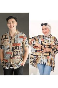 kemeja couple motif kekinian / kemeja hawai couple