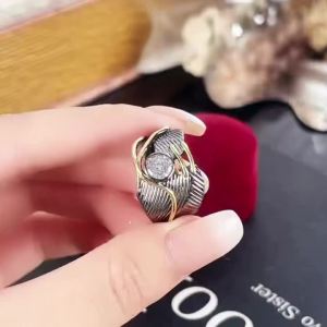 Huitan Geometric Design Rings for Women Party Daily Unique Finger Accessories Inlaid Shing CZ 2 Metal Colors Trendy Jewlery