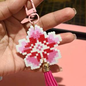 Perler Beads Flower Chain Handmade with Love - 6 Colors Available - Purple Orange Green Blue Pink Black - Perfect for Keys Bags Backpacks Pencil Cases Gifts - Only 50 Pesos christmas gifts and souvenirs
