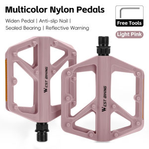WEST BIKING Nylon Bicycle Pedals Mountain Road Bike Pedal DU Bearing Multicolor Widen Lightweight MTB Pedal Cycling Accessories