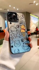 Samsung S23 S22 siêu trường hợp chống sốc trường hợp Winnie The Pooh và lotso gấu trường hợp Mạ sang trọng nút mờ cứng trường hợp đối với phụ nữ và người đàn ông
