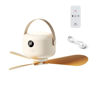 พัดลมเพดานแบบพกพาพัดลมตั้งแคมป์ไร้สายเครื่องหมุนเวียนอากาศ 7200mah เต็นท์แบบชาร์จไฟได้พัดลมเพดานคูลเลอร์พร้อมไฟควบคุมระยะไกล