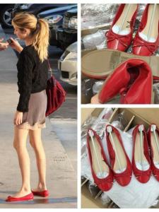 รองเท้าบัลเลต์ส้นแบนหนังกลับสีแดง ทรงหัวมน สำหรับผู้หญิง รองเท้าลำลอง ขนาดใหญ่ รองเท้าบัลเลต์แฟชั่น ทรงหัวมน ทรงหัวมน