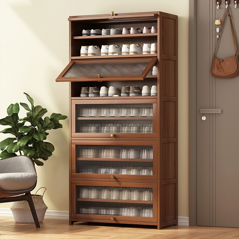 【Lifetime Warranty】Shoe Cabinet Bamboo Shoe Rack Shoe Organizer With Cover  40+Pairs of Shoes Storage