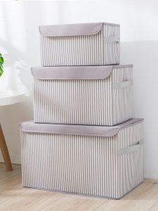 กล่องเก็บของขนาดใหญ่ ผ้าฝ้าย ซักได้ กล่องเก็บเสื้อผ้า กล่องเก็บของสำหรับใช้ในบ้าน กล่องเก็บของแบบพับได้ กล่องเก็บของแบบญี่ปุ่น