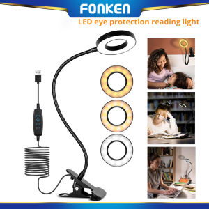 FONKEN LED Reading Light with Clamp 3 Color & 10 Brightness Desk Lamp Flexible Gooseneck Book Lamp Kids Reading Night Light
