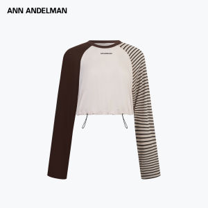 ANN ANDELMAN | Asymmetric Color-block Waist-tightening Cropped T-shirt