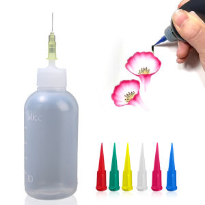 ขวดบีบเพนท์สีครีมแยมพร้อมหัวฉีด7ชิ้นอุปกรณ์เครื่องใช้ในครัวของตกแต่งขนมเค้กขนาด50มล. สำหรับทำขนมอบ