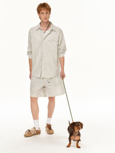 American Retro Simple Versatile Daily Striped Shirt and Shorts Set