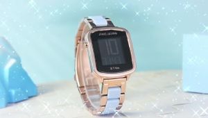 Jam Tangan Wanita Original Jonas Jasmin 2261 Digital Persegi Strap Rantai Stainless