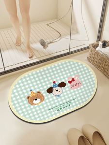 พื้นรองเท้าห้องน้ำแบบทึบพื้นรูปหมา ผ้าซับน้ำแบบหัวเข็มขัด รองเท้าพื้นห้องน้ำแบบติดกาวพื้นแบบหัวเข็มขัด ผ้าฝ้ายโพลีเอสเตอร์ ลายการ์ตูน