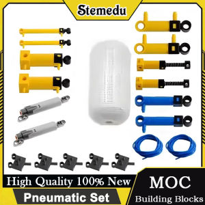 MOC Pneumatic Parts Kit Air Pump Tank Piston Switch Compatible with Legoeds 42043/61904 DIY Technical Building Blocks System