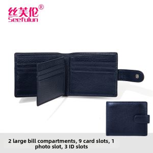 SIFULUN | Slim Leather Wallet for Men Double Cash Compartments