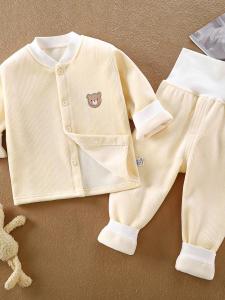 Childrens Thermal Underwear Set with Fleece Lining for Autumn and Winter Baby Clothes for Boys and Girls Casual Style