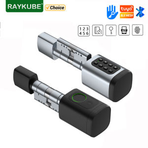RAYKUBE V1 Tuya BLE TT Lock Smart Electronic Door Lock with DIY Cylinder Core Fingerprint APP Keys IC Card Unlock for Home Hotel