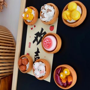 Cantonese Steamer Dessert Cooking Refridgerator Magnets Hong Kong Style Tea Restaurant Resin Magnet Home Food Decorative Magnetic Sticker Candy Toy