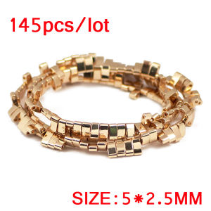 Two hole Gold Color Silver Plated 5x2.5mm Rectangle Hematite Natural Stone Spacers Loose Beads For Jewelry Making Diy bracelets