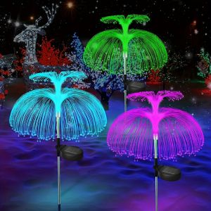 1PC Double-Layer Jellyfish Solar LED LightsOutdoor Multiple Color Decoration Lights For LandscapePathwayPatioLawnGarden