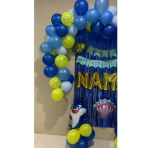 Dekorasi Balon Set Tema Hewan Laut Baby Shark Balon Paket Ulang Tahun Anak Tema Biru Ocean Under The Sea Lautan Ikan