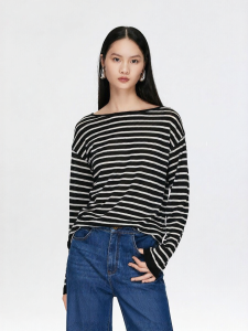 Vero Moda | Áo Sweater Len Sọc Dài Tay Mùa Thu Có Đệm Vai