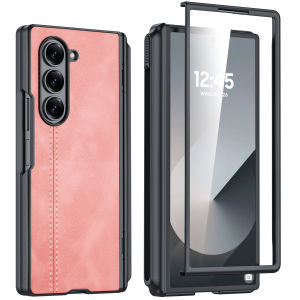 for Samsung Fold 6 Phone Case with Hinge ProtectionS Pen HolderScreen ProtectionPU Leather Matte PC Case-Green