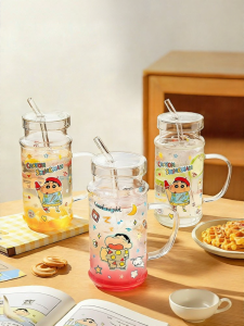 MODERN SWEETHOME | Large Capacity Home Use Glass Tumbler with Straw