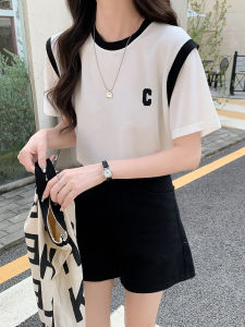 Áo Thun Dệt Kim Lụa Mỏng Mùa Hè Cho Nữ Tay Ngắn Dáng Rộng Thoải Mái Thoáng Khí Thoải Mái Cho Nữ