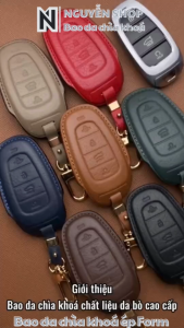 Bao Da Ép Form Smartkey Ô Tô Hyundai HUY-E4 Cho Xe SANTAFE (2021 - 2022)TUCSON (2022 ) 4 Nút Bấm Ốp Chìa Khoá Da Thật May Thủ Công Bảo Hành 12 Tháng