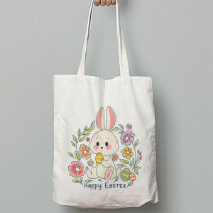 Totebag Happy Easter Paskah Lucu Hampers Goodie Bag Souvenir Kanvas Tas Serut Anak Aesthetic