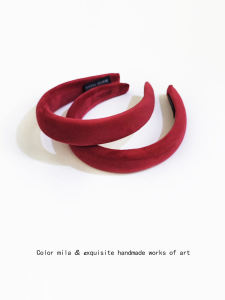 Vintage Velvet Wine Red Wide Edge Hairband High Hairline Sponge Hair Ties Luxury Women's Hair Accessories Korean Style