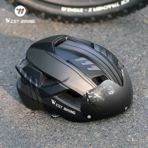 WEST BIKING Ultralight Bike Helmet With Taillight Goggle Men Women Integrated Cycling Safety Hat MTB Road Bike Motorcycle Helmet