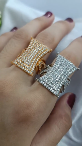 COD Cincin Zirkon Rings Wanita Anti Karat Mewah Korea Aksesoris Terbaru Import Terbuka Desain Berlapis Emas 24k Gold