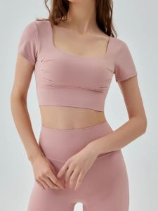 เสื้อยืดวิ่งออกกำลังกายแขนสั้นผู้หญิง Jaga Ball ระบายอากาศได้ดี แห้งเร็ว ทรงเข้ารูป ฤดูกาลทั้งปี คอวี ด้านหลังสวยงาม