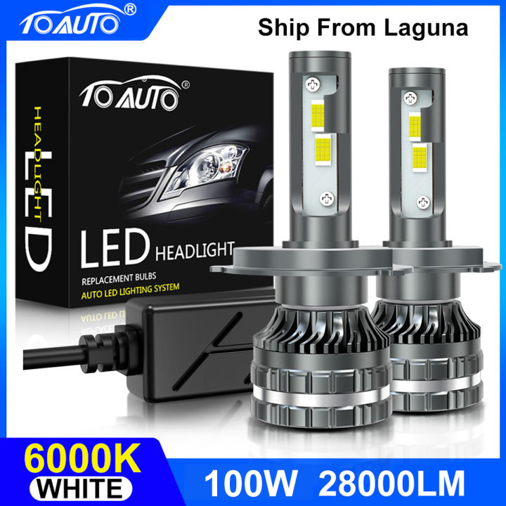 TOAUTO 2PCS 100W 28000LM Car Led Headlight H1/H3/H4/H11/HB3 CANBUS No ...