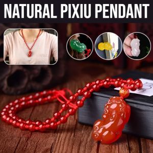 Natural Pixiu Pendant Charm Lucky Attract Wealth Necklace Natural Agate Fengsui Safe Charm