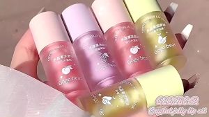 Peach Lip Glaze Velvet Matte Milk Honey Lip Oil/Lip Glaze/Long Lasting Lip Plumping Moisturizing Hydrating Relieving Dry Lip Gloss Lightening Lip Lines Water Light Lip Large Brush Head Korean Cute Makeup Lip Makeup Gift