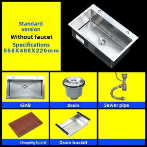 AZOS | Handmade Thickened 304 Stainless Steel Single Basin Sink