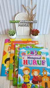 Paket Isi 4 Buku PAUD Mengenal Huruf Angka Membaca AIUEO Dan ABCD 64 Halaman